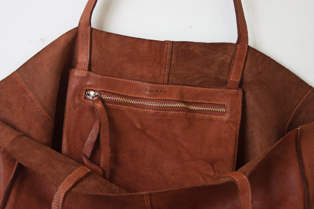 unlined leather tote