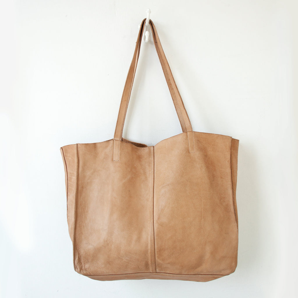 unlined leather tote