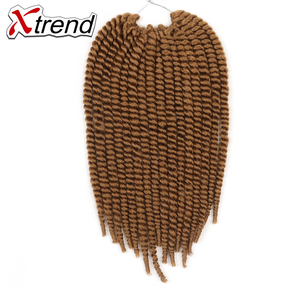 Synthetic Havana Twist Crochet Braid Hair 14'' 16stands Ombre Braiding Hair Extension