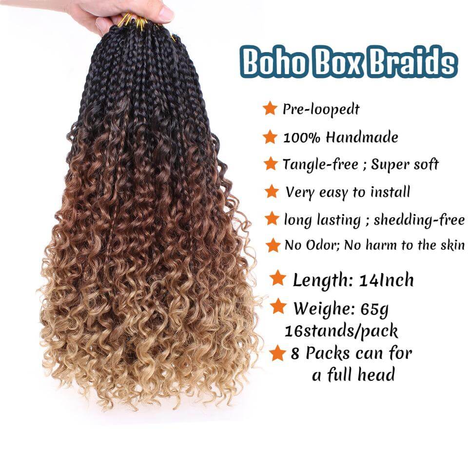 Xtrend Boho Bob Box Braids Crochet Hair With Curly Ends Goddess Box Cr –  Xtrend Hair