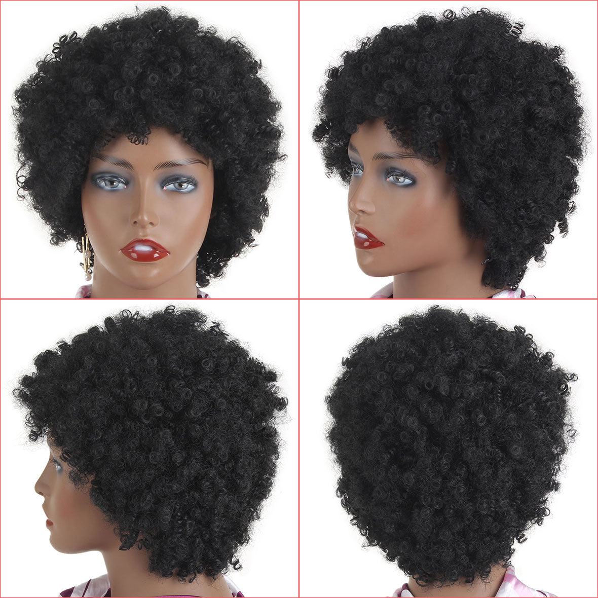 Synthetic Ombre Kinky Curly Wigs For Women Natural Black Brown Short A ...