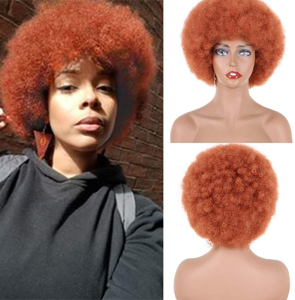 Afro Kinky Curly Wig Women Short Synthetic Hair 4inch For Party Wigs ...