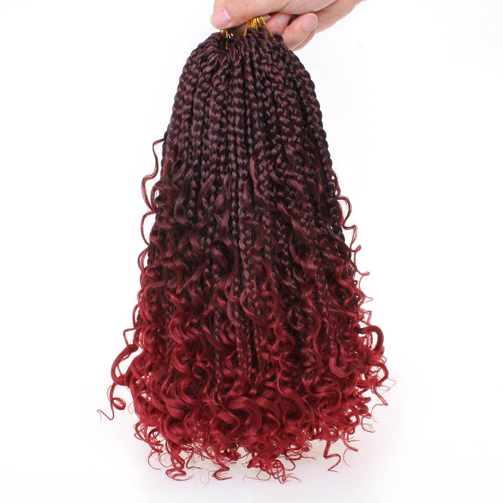 Xtrend Boho Bob Box Braids Crochet Hair with Curly Ends Goddess Box Cr ...
