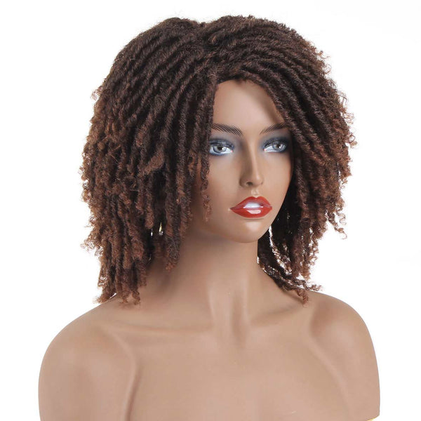 Short Dreadlock Wig Curly Synthetic Faux Locs Wigs 8 Inch Crochet Brai ...