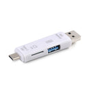 Card Reader OTG 5 in 1 Adapter Type C Micro USB 2.0 White