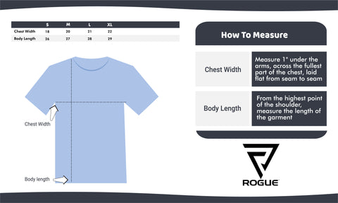 Rogue T shirt size chart