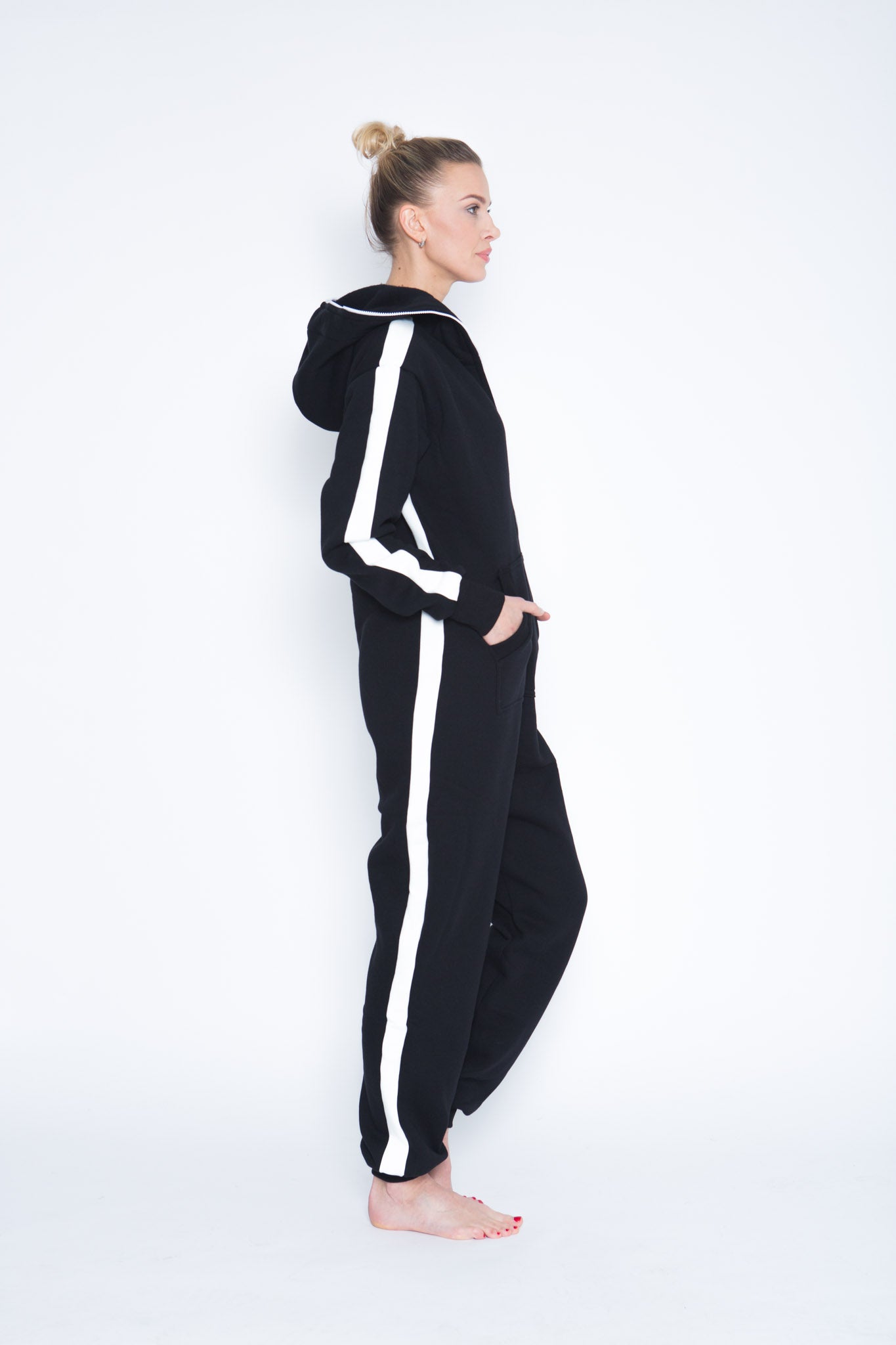 Sofa Killer black onesie with white 