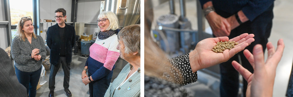 The Fairtrade Team and Lorraine discuss the roasting process and we take a look at the green beans, farmed by Fairtrade farmers