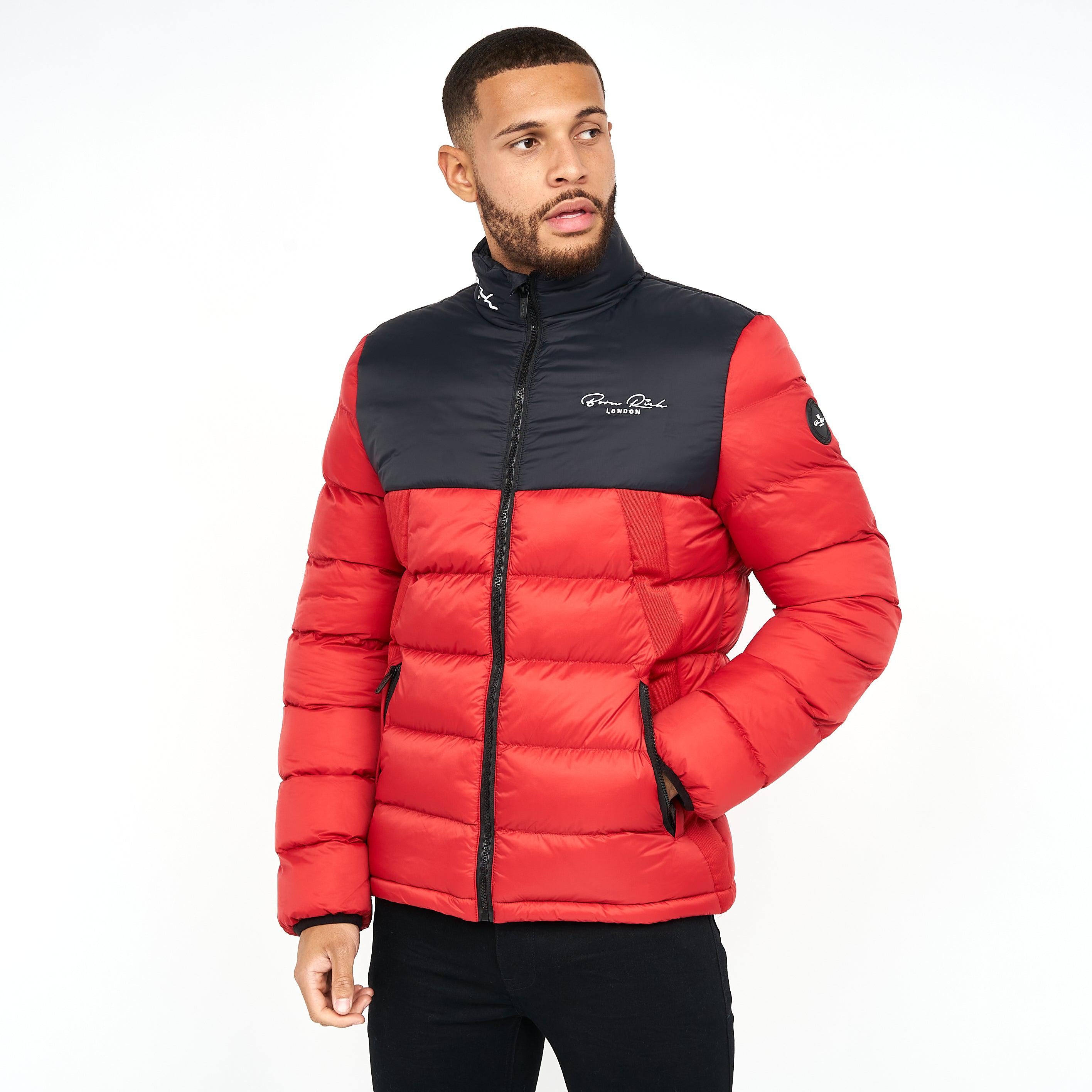 Born Rich Mens Lyden Puffa Jacket Tango Red - M / Tango Red from Brand Corner