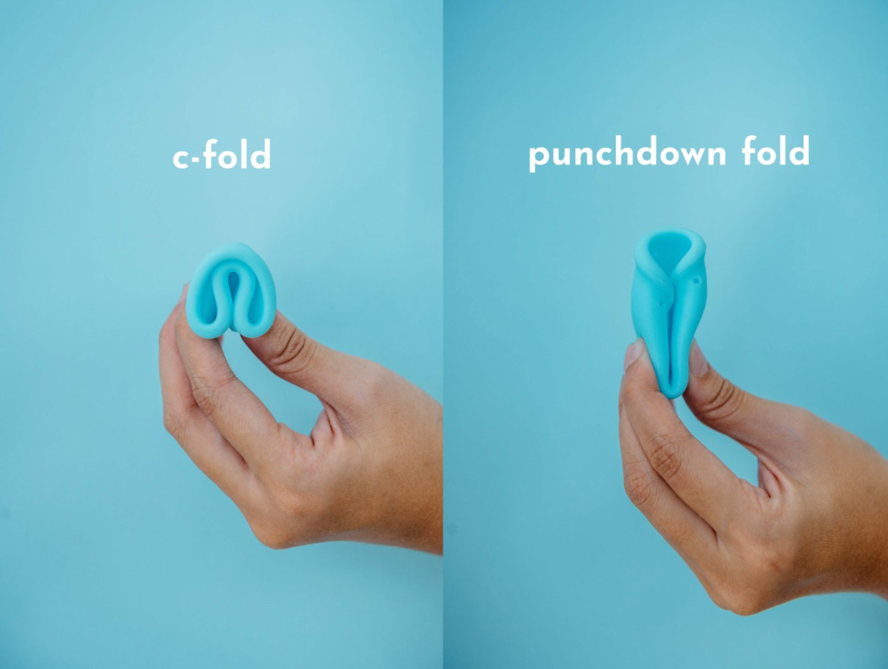 c fold punchdown fold menstrual cup