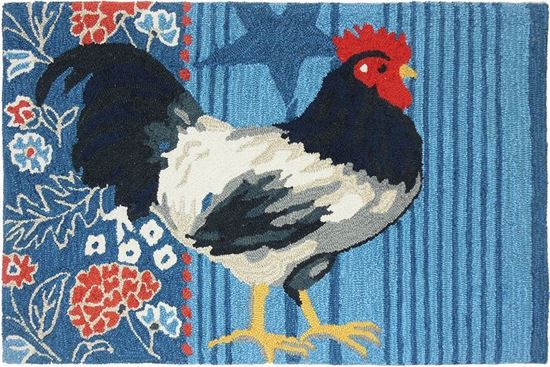 Blue And Red Rooster Kitchen Rug Wild Cotton Linens