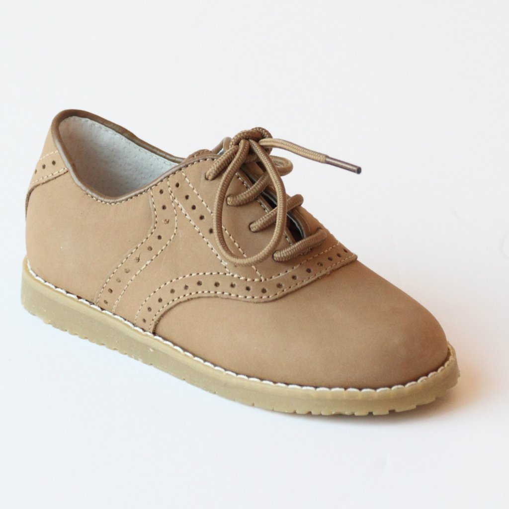 Nubuck Leather Oxfords-Khaki 