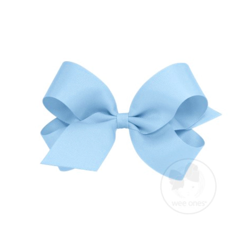 Wee Ones Small Classic Grosgrain Hair Bow-Millenium Blue - Nantucket Kids