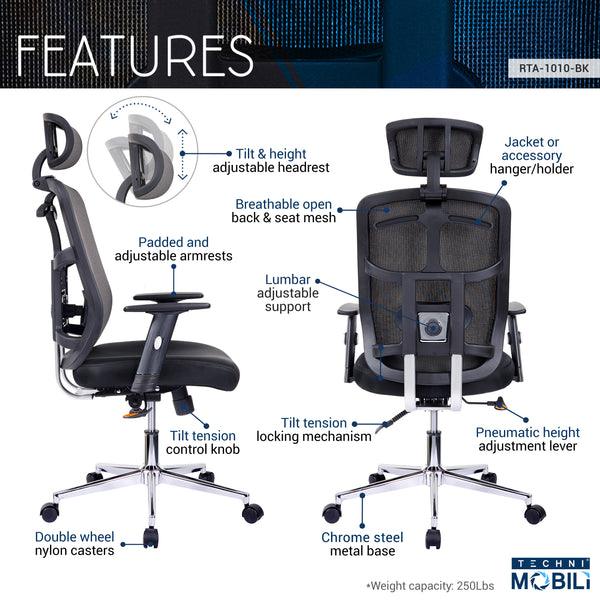 mesh task office chair with flip up arms