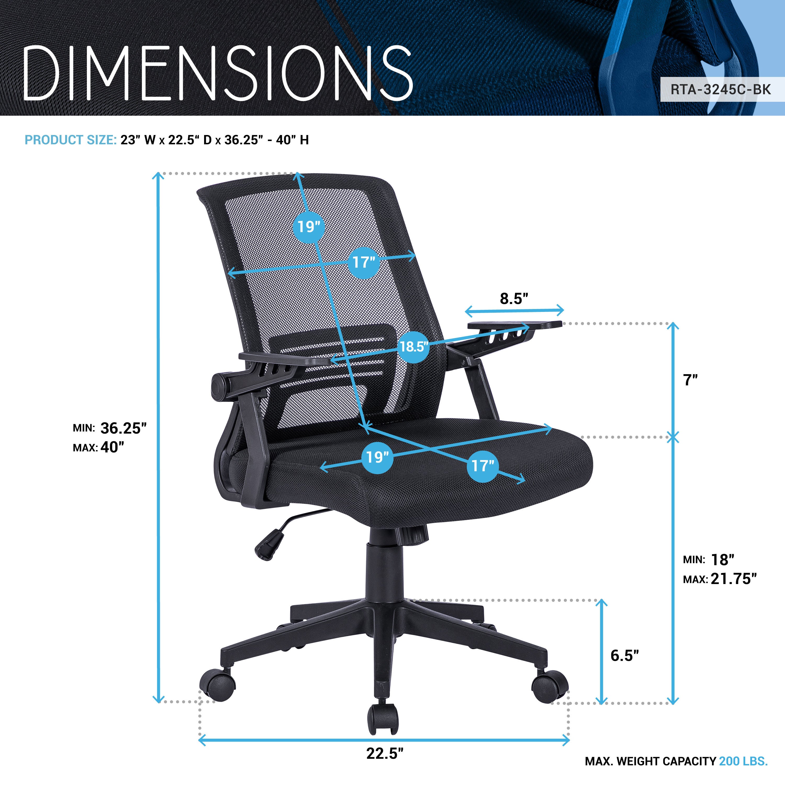 Techni Mobili  Truly Ergonomic Mesh Office Chair with Headrest & Lumbar  Support