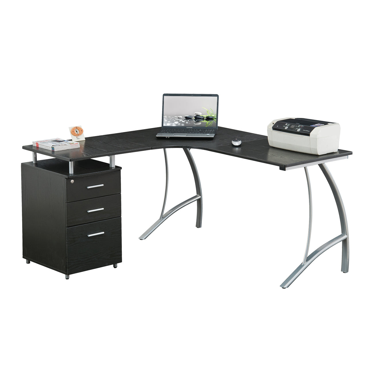 Modern L Shaped Computer Desk With File Cabinet And Storage Techni Mobili