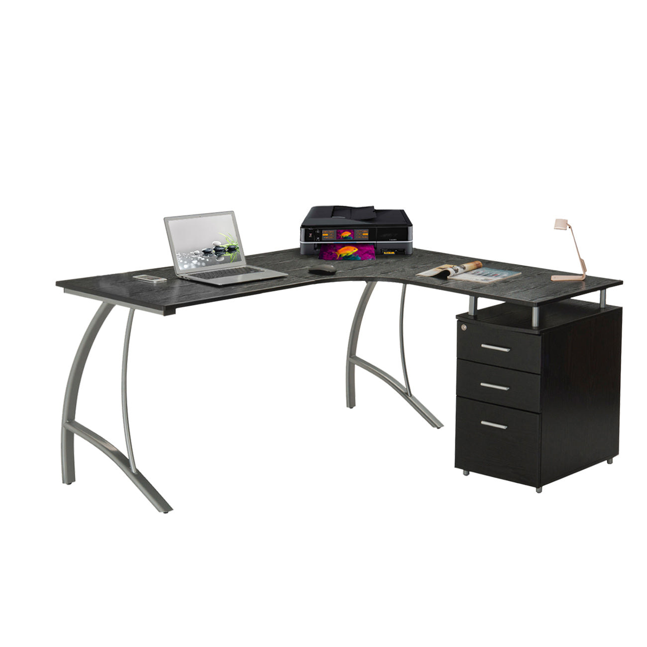 Modern L Shaped Computer Desk With File Cabinet And Storage Techni Mobili