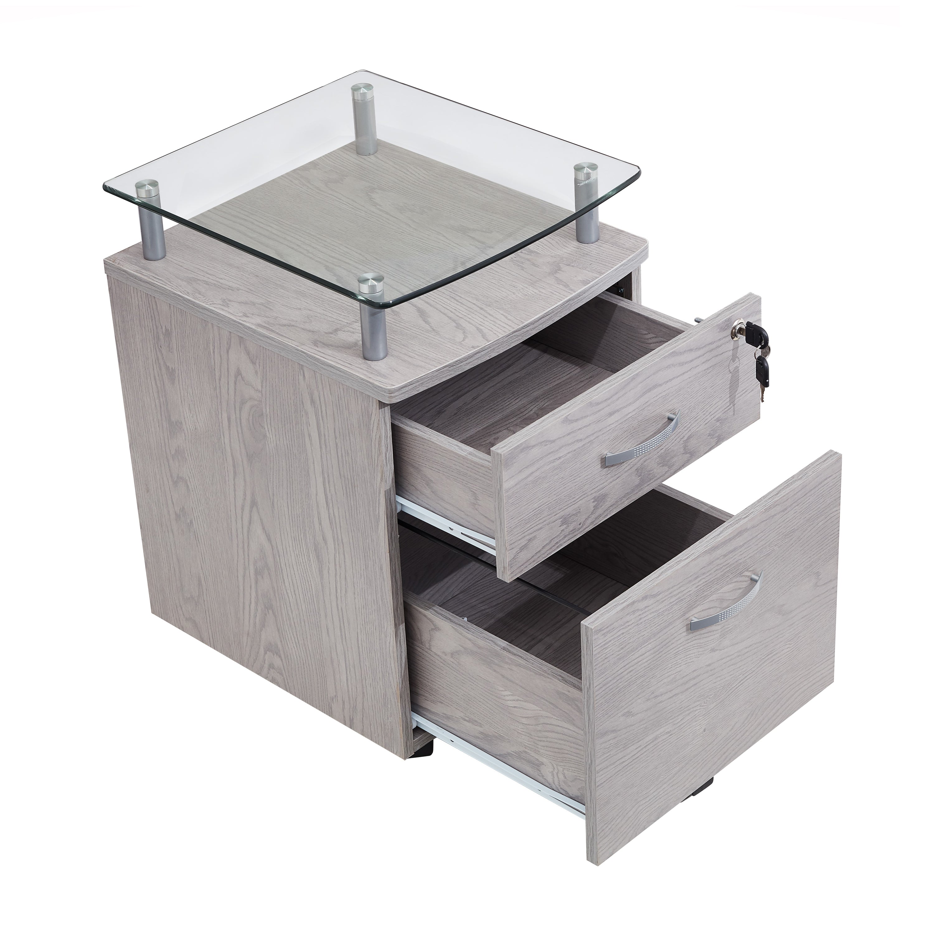 Rolling File Cabinet With Glass Top Techni Mobili