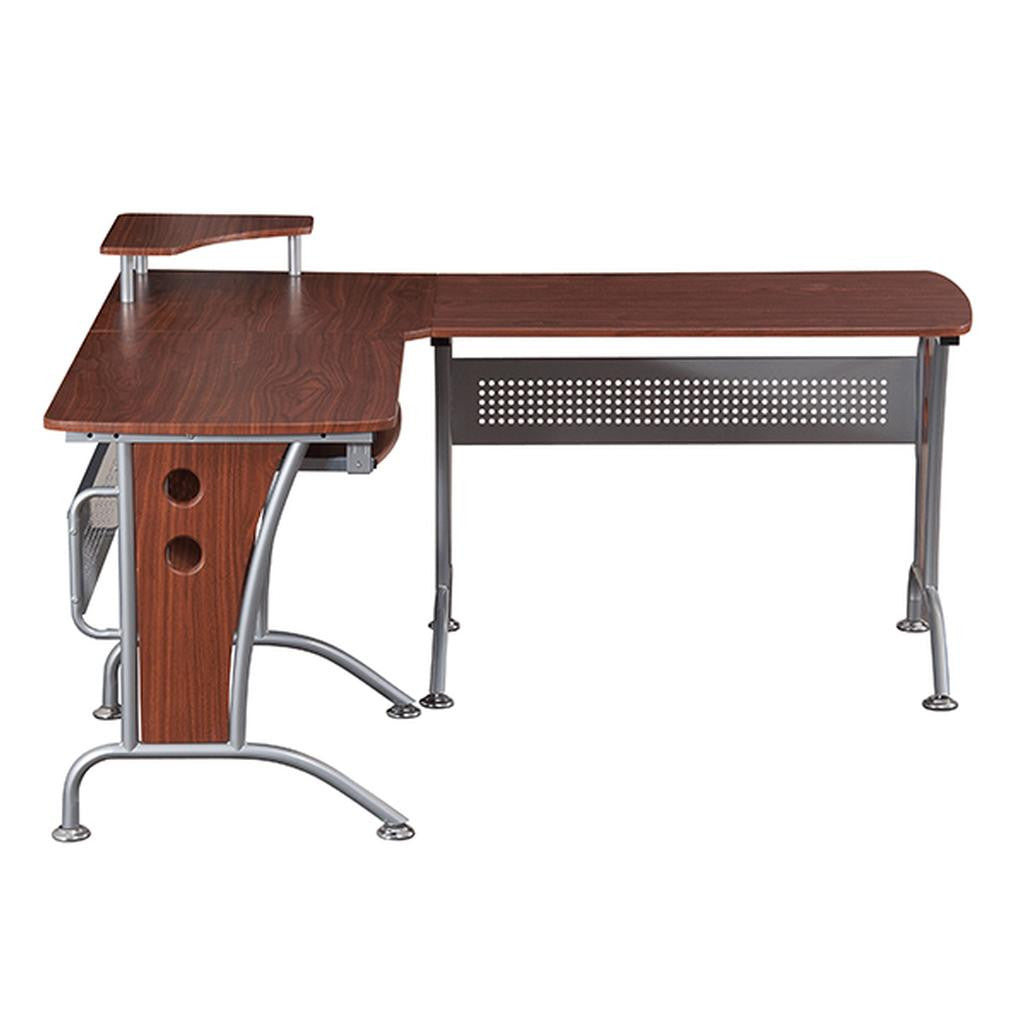 Techni Mobili Deluxe L Shaped Computer Desk With Pull Out