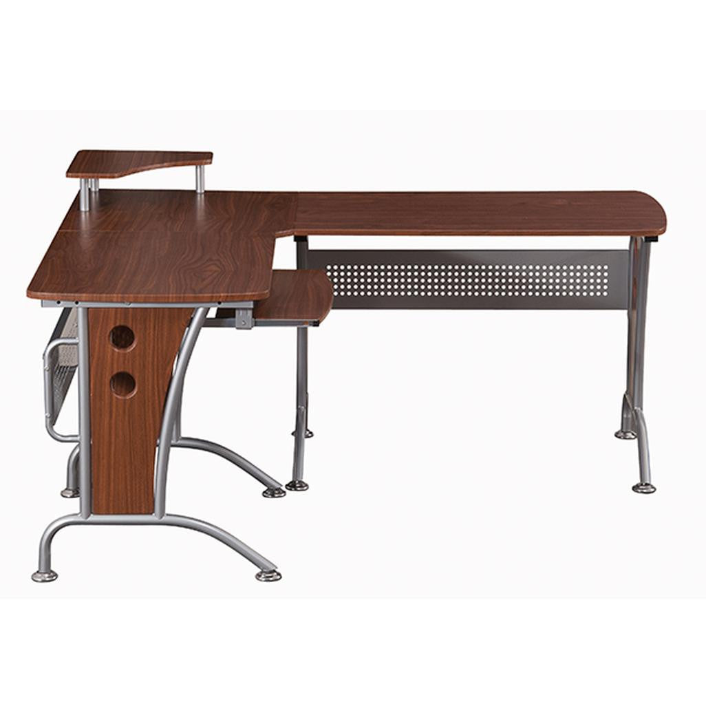 Techni Mobili Deluxe L Shaped Computer Desk With Pull Out