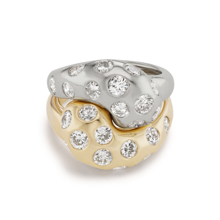 Two-Tone Splash Diamond Knot Ring