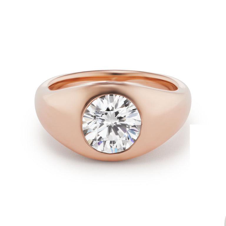 One-of-a-Kind Rose Gold Single Round Diamond Gypsy Ring