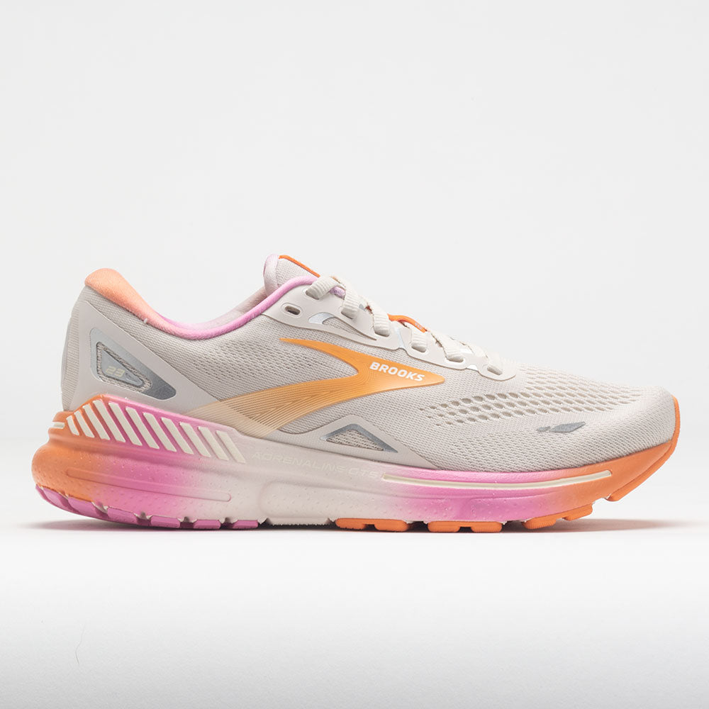 Brooks Adrenaline GTS 23 Women's Running Shoes White Sand/Sunset/Fuchsia Size 6.5 Width B - Medium