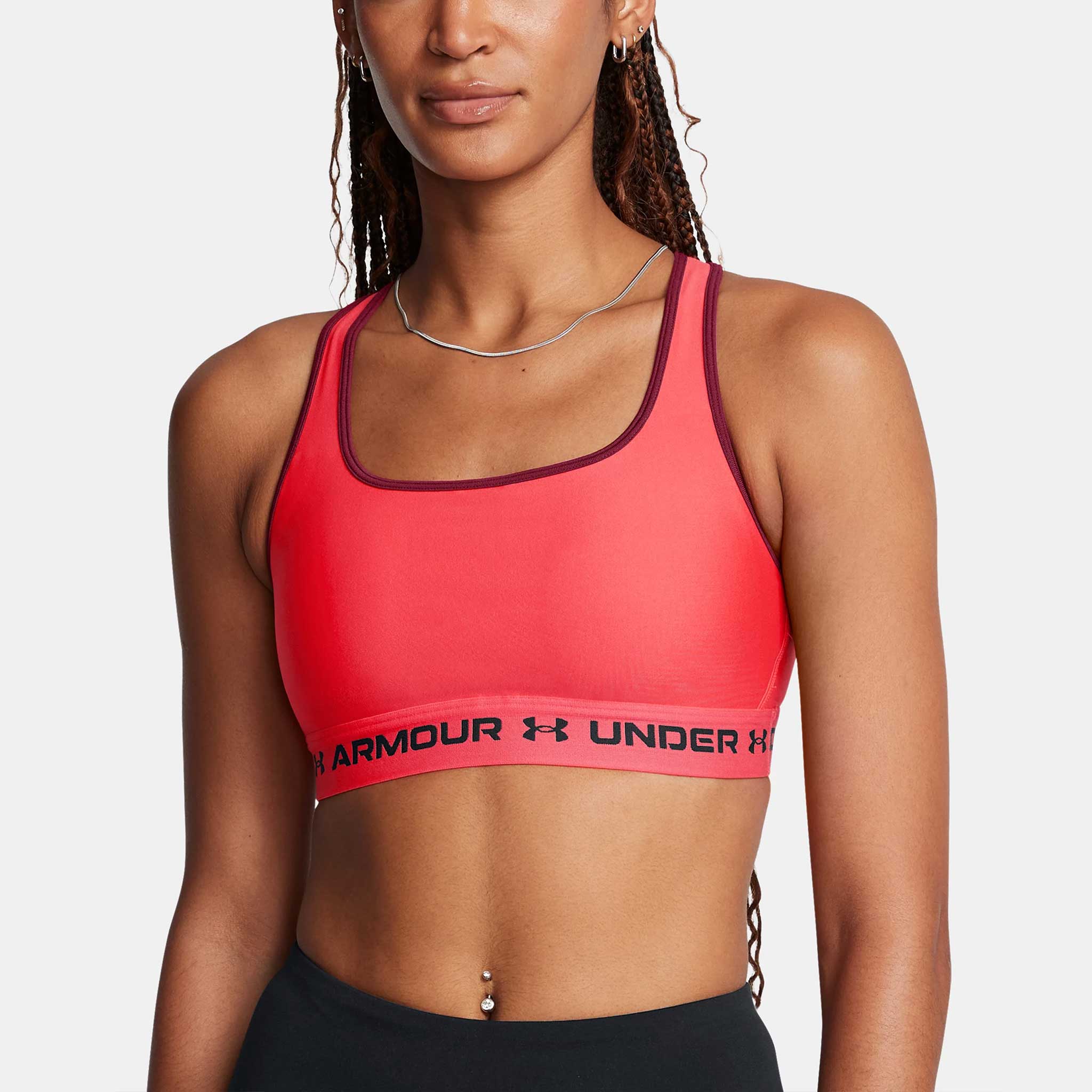 Under Armour Mid Crossback Bra Women's Bras Racer Red/Cardinal/Black, Size Small