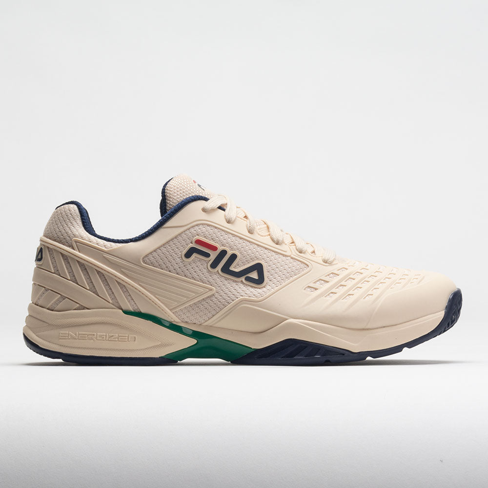 Fila Axilus 2 Energized Men's Tennis Shoes Ecru/FILA Navy/Ultramarine Green Size 10.5 Width D - Medium