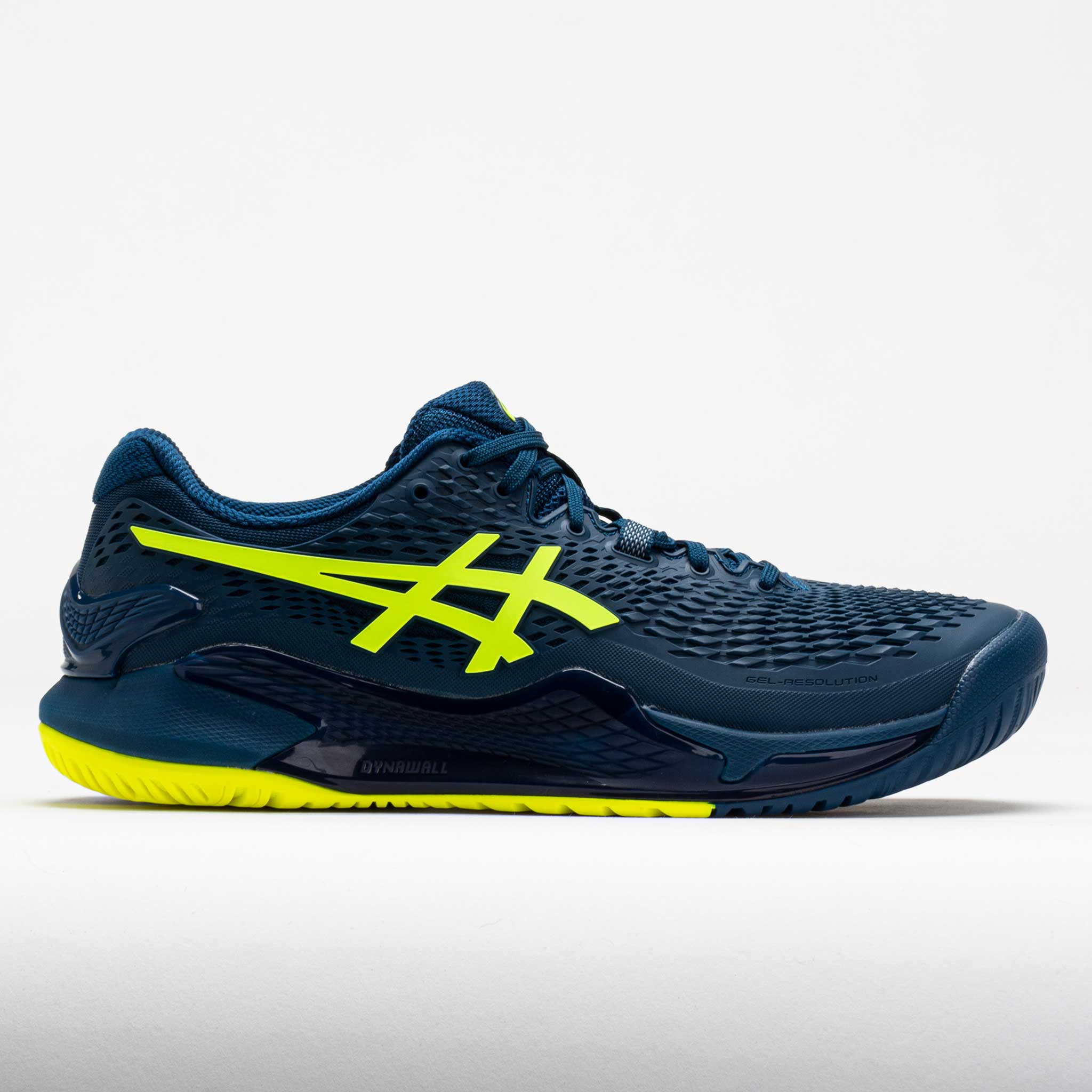 ASICS GEL-Resolution 9 Men's Tennis Shoes Mako Blue/Safety Yellow Size 12.5 Width D - Medium