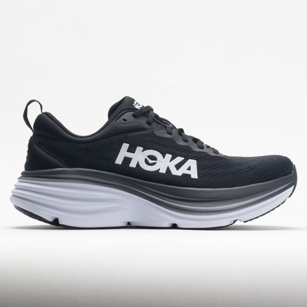 HOKA Bondi 8 Men's Running Shoes Black/White Size 14 Width D - Medium