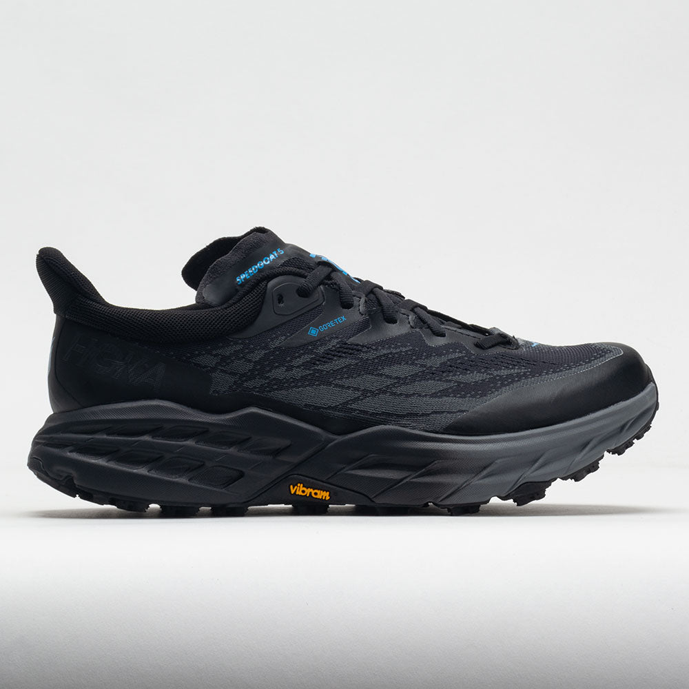 HOKA Speedgoat 5 GTX Men's Trail Running Shoes Black/Black Size 12 Width D - Medium