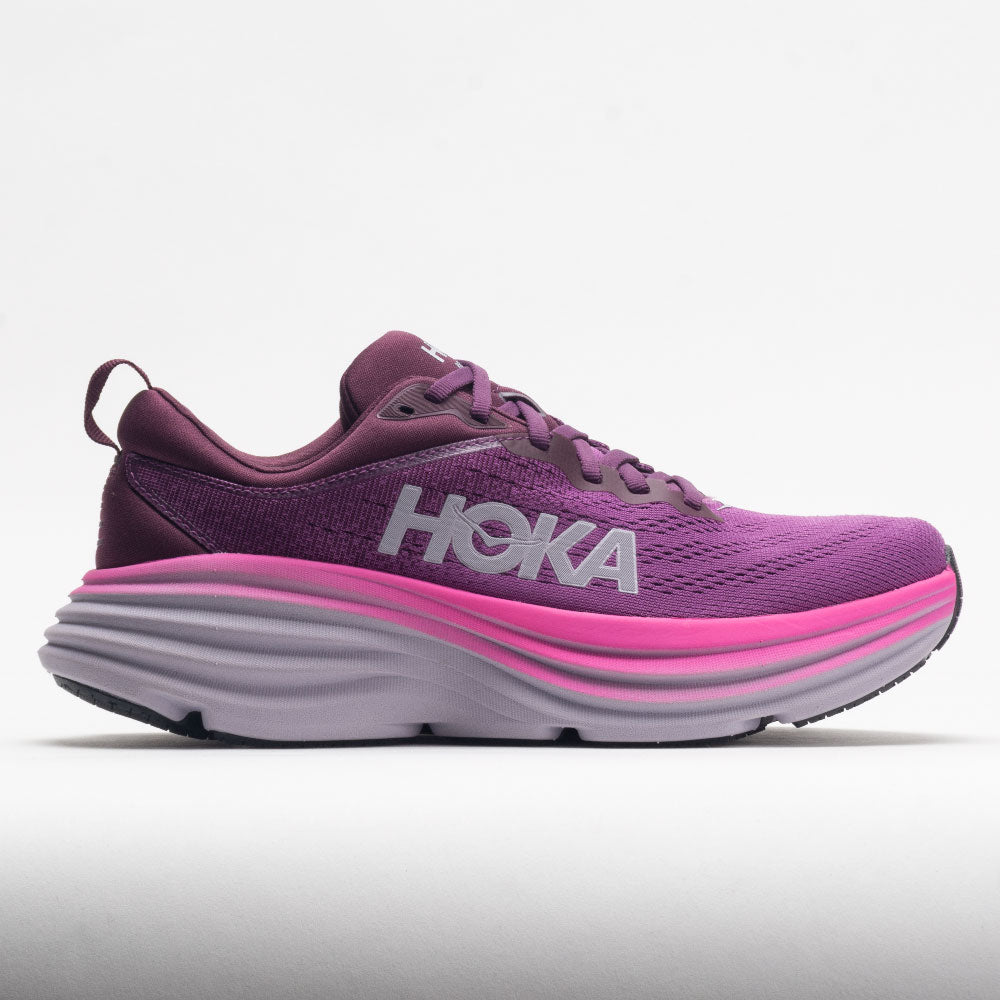 HOKA Bondi 8 Women's Running Shoes Beautyberry/Grape Wine Size 9 Width B - Medium