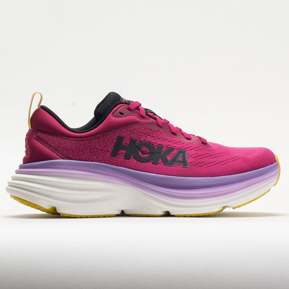 HOKA Bondi 8 Women's Running Shoes Cherries Jubilee/Pink Yarrow Size 8.5 Width B - Medium