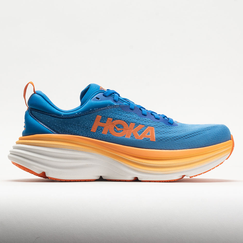 HOKA Bondi 8 Men's Running Shoes Coastal Sky/Vibrant Orange Size 12.5 Width D - Medium
