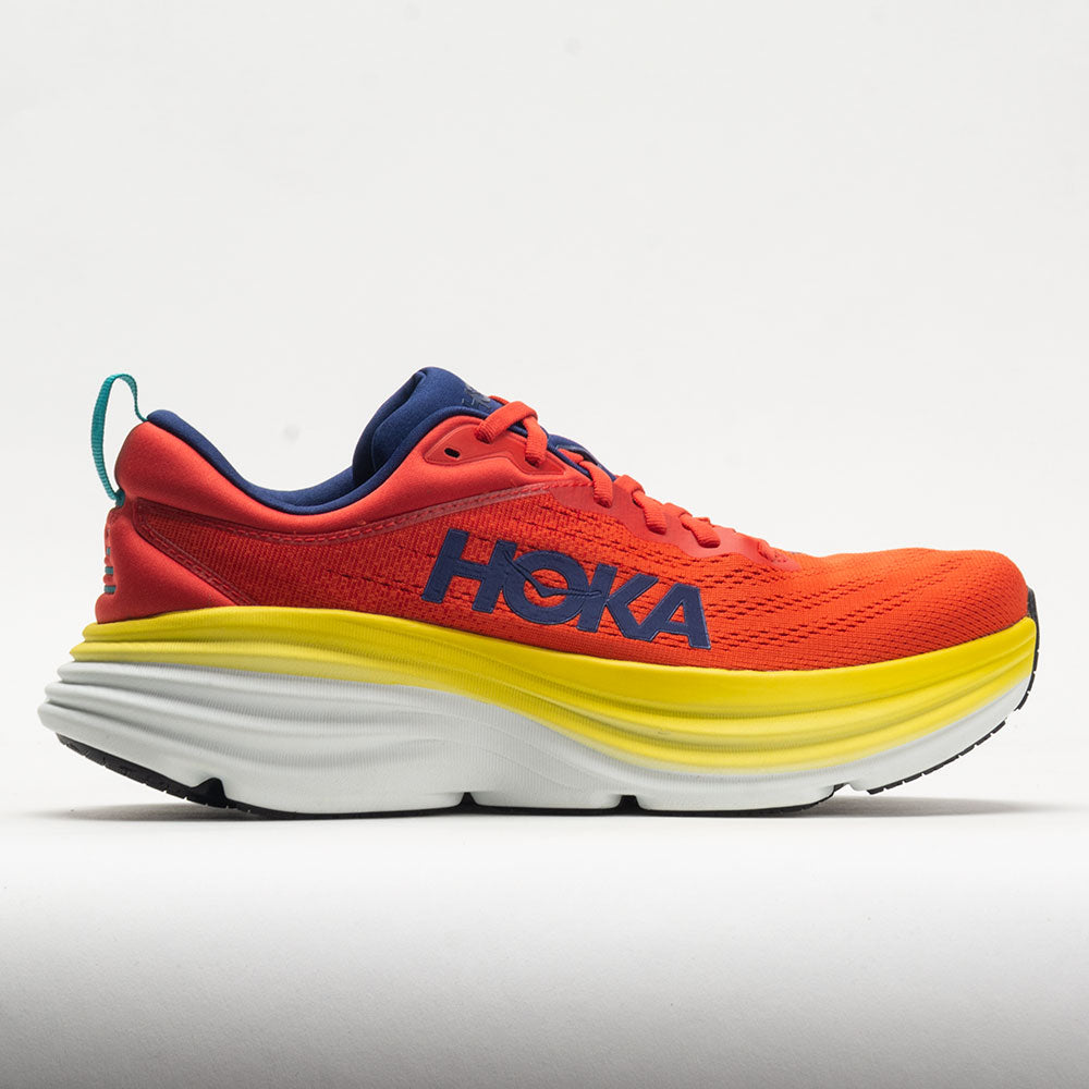HOKA Bondi 8 Men's Running Shoes Red Alert/Flame Size 13 Width D - Medium