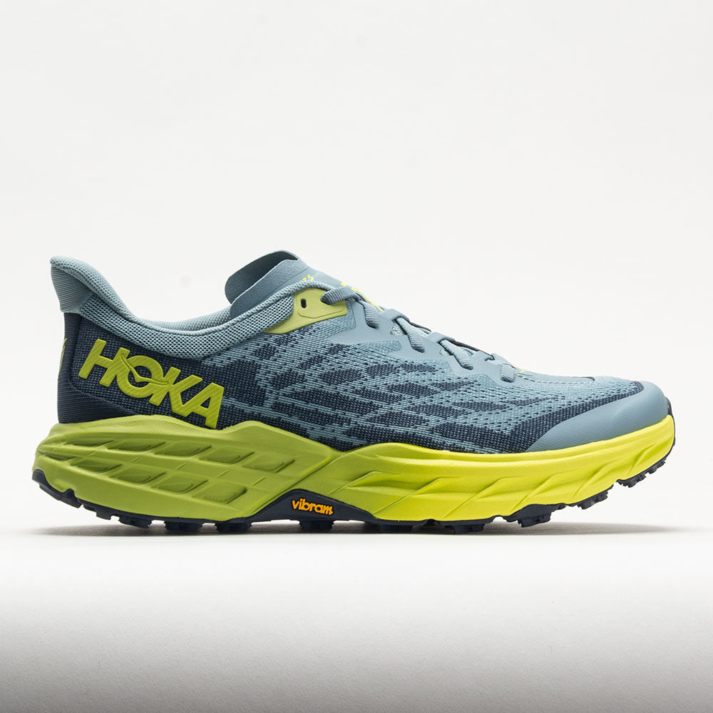 HOKA Speedgoat 5 Men's Trail Running Shoes Stone Blue/Dark Citron Size 13 Width D - Medium