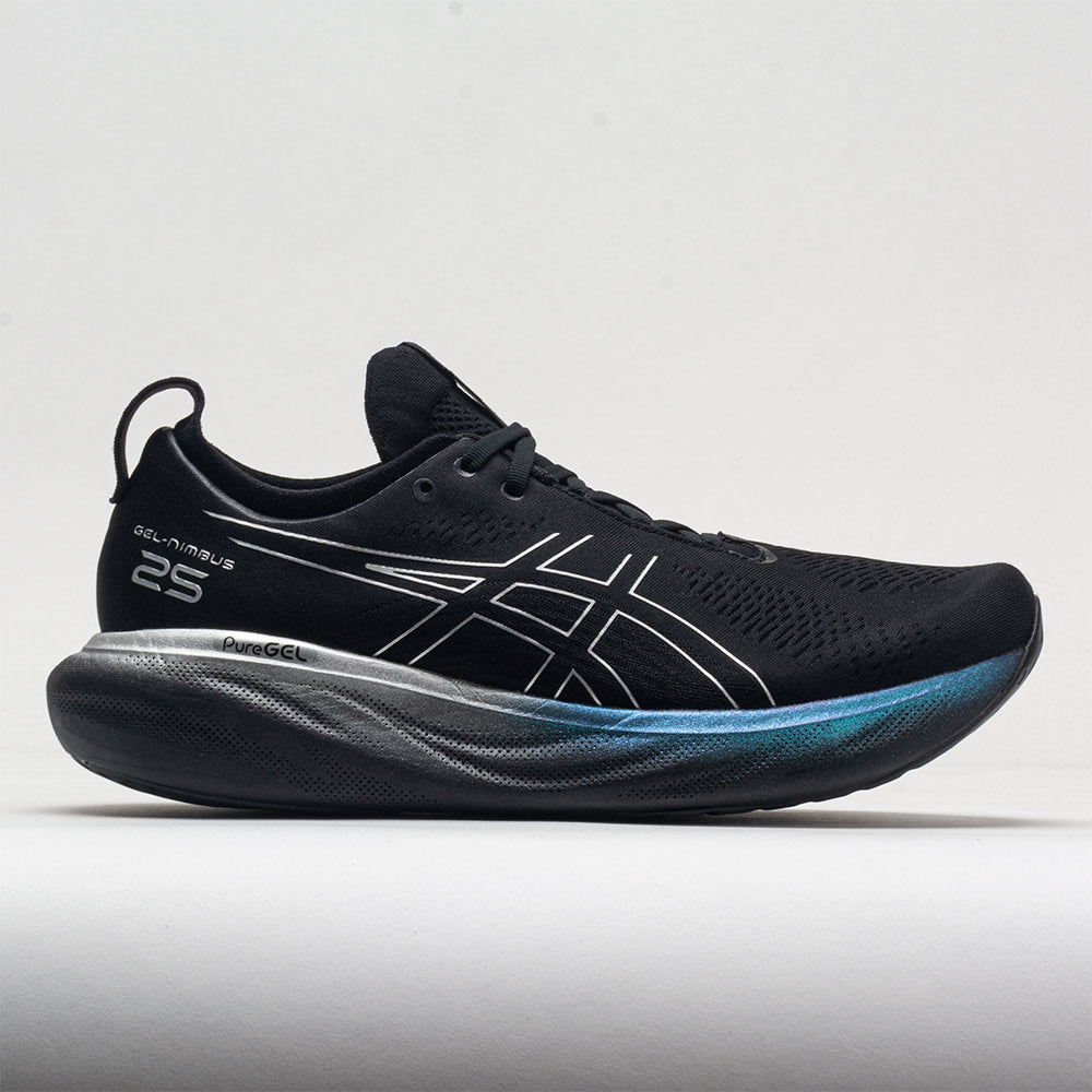 ASICS GEL-Nimbus 25 Women's Running Shoes Platinum Black/Pure Silver Size 7.5 Width B - Medium