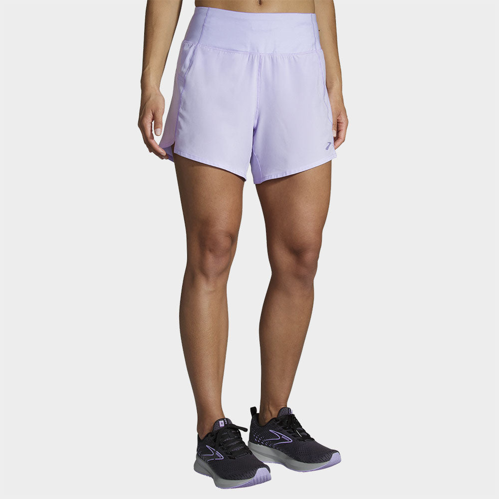 Brooks Chaser 5"" Shorts Women's Running Apparel Violet Dash, Size Large