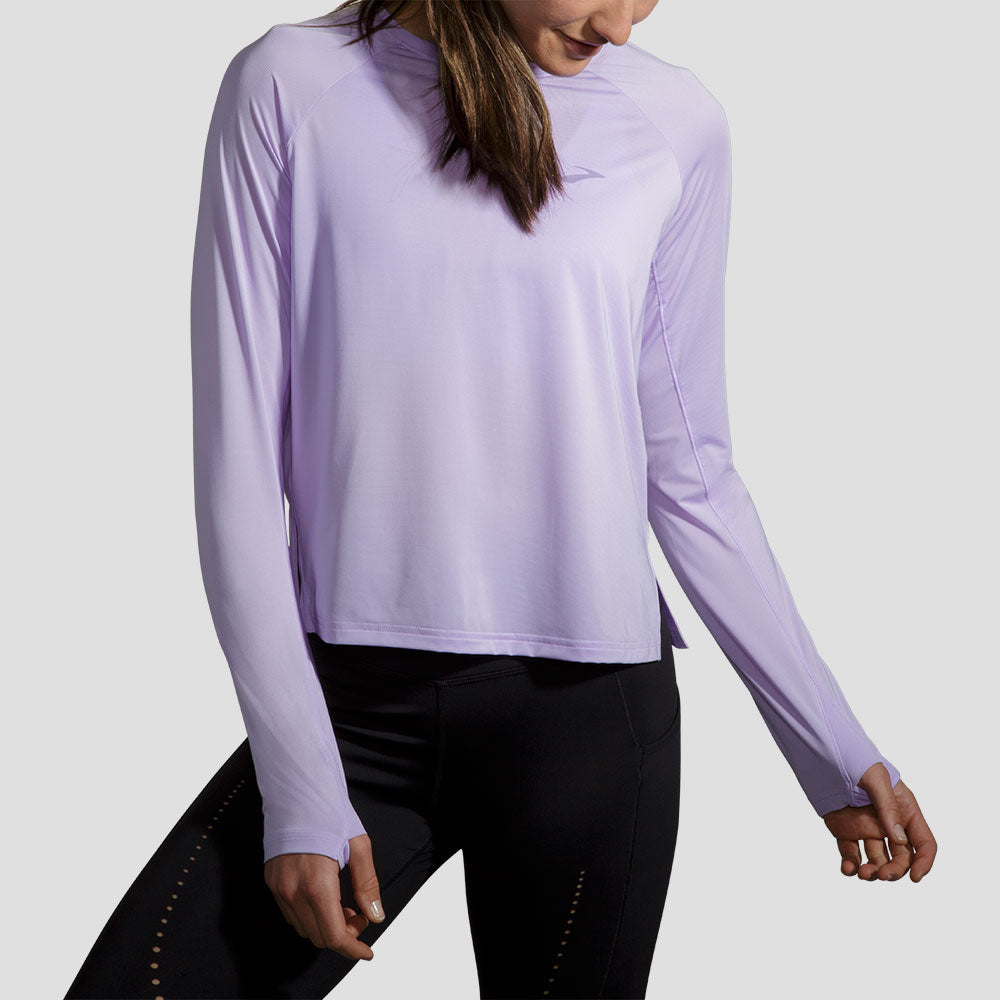 Brooks Sprint Free Long Sleeve Women's Running Apparel Violet Dash, Size XXL