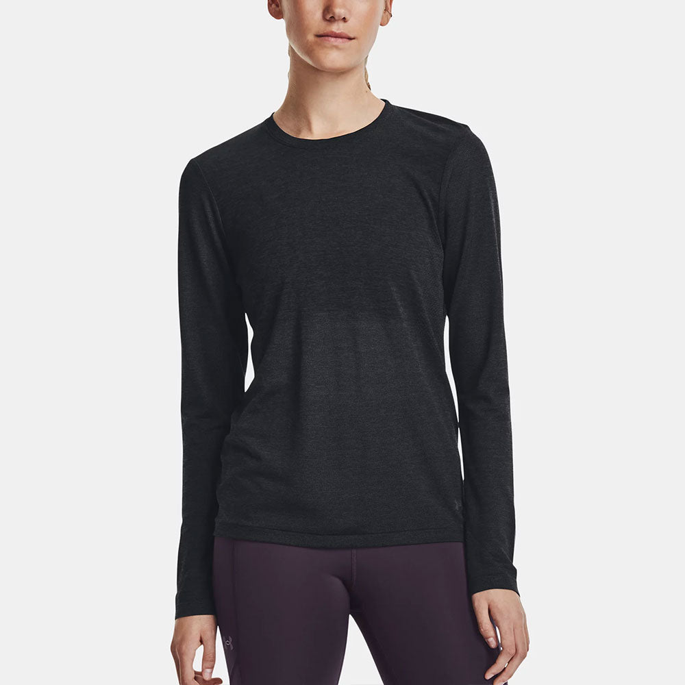 Under Armour Seamless Stride Long Sleeve Women's Running Apparel Black, Size Large -  1375699-001