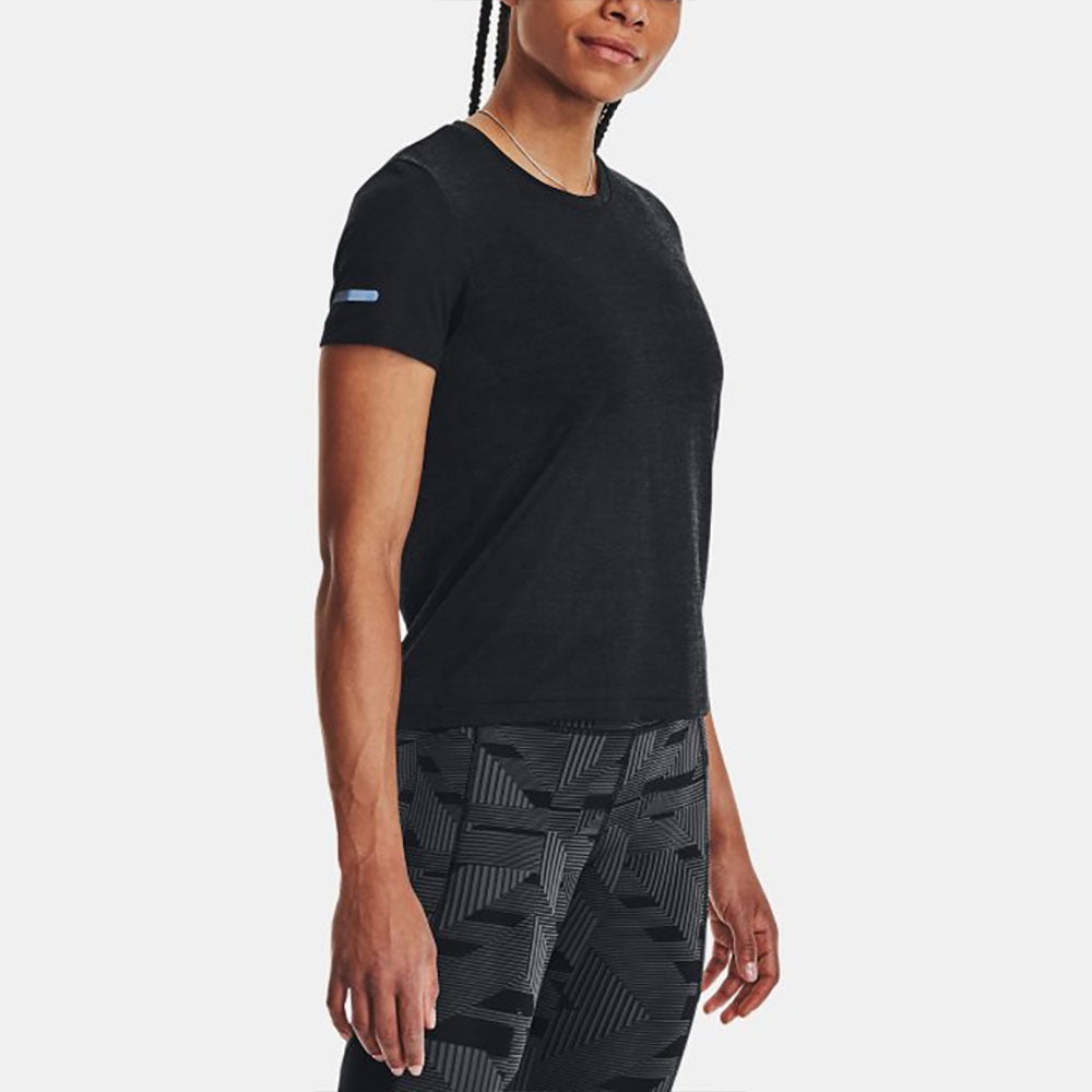 Under Armour Seamless Stride Short Sleeve Women's Running Apparel Black, Size Small