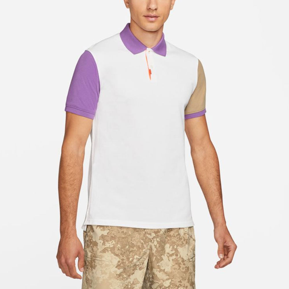 Nike Melbourne Pique Polo Spring 2021 Men's Tennis Apparel White/Wild Verry/Parachute Beige, Size XL -  CV2482-100