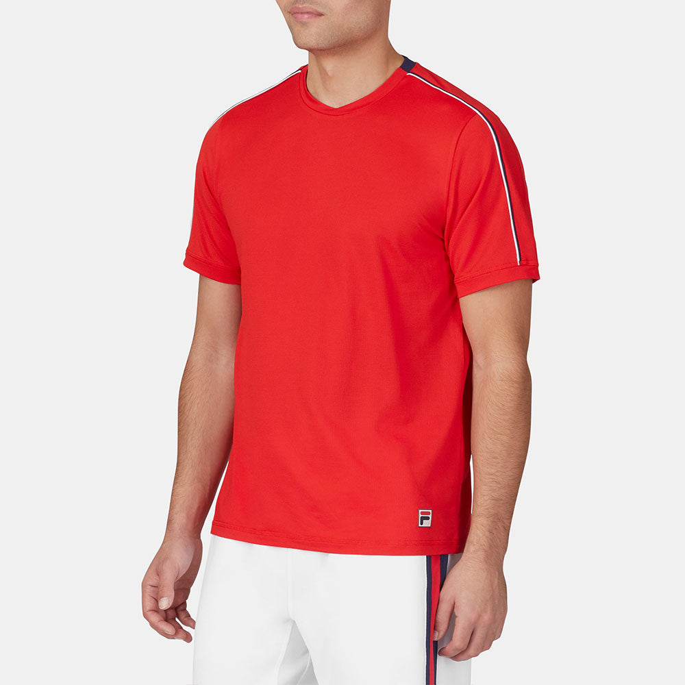 Fila Heritage Essentials Jacquard Crew Men's Tennis Apparel Fila Red/White/Fila Navy, Size XXL