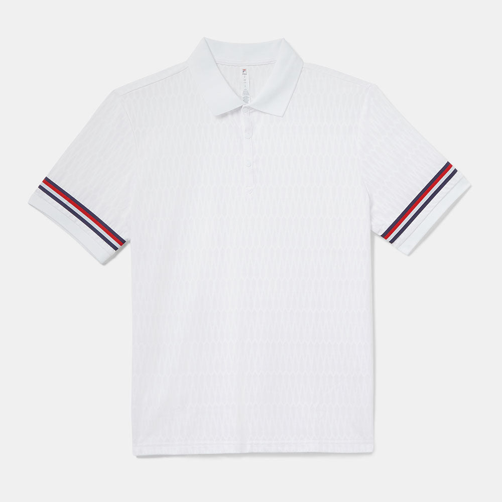 Fila Heritage Essentials Jacquard Polo Men's Tennis Apparel White/Fila Navy/Fila Red, Size Medium