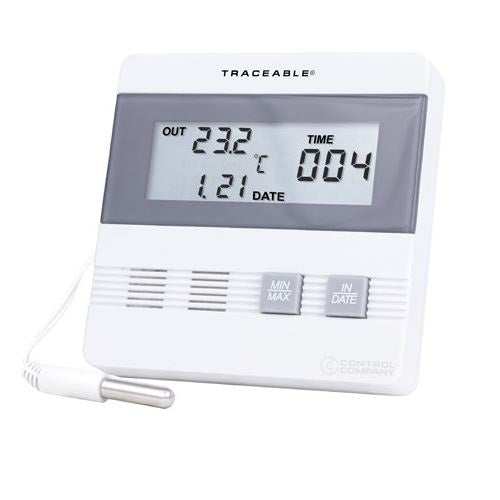 Maxima-Minima thermometer with pressure key, plastic, green, mercurial free