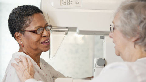 person getting a mammogram checkup