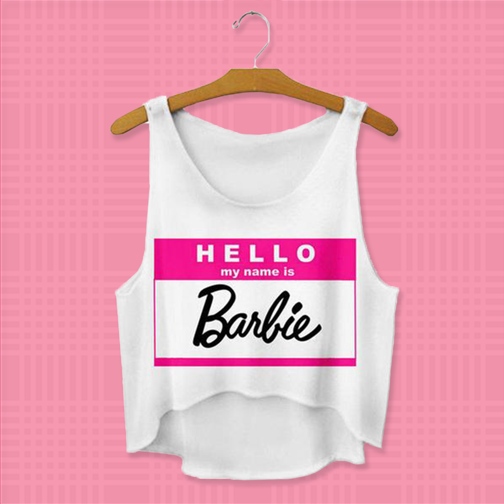 white barbie crop top