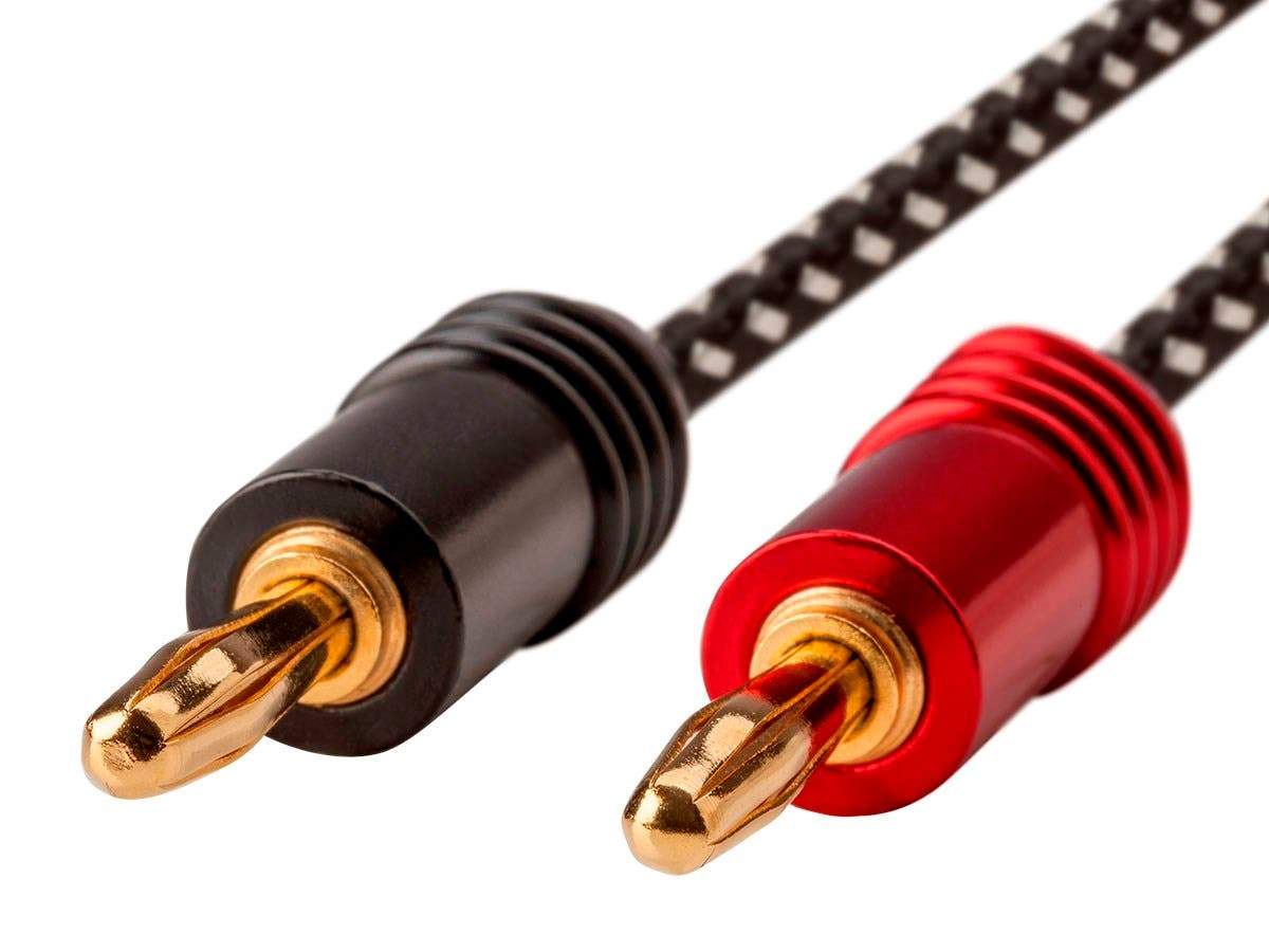 Affinity Premium 14AWG Braided Speaker Wire with Gold Plated Banana Plug Connectors | 2-Pack