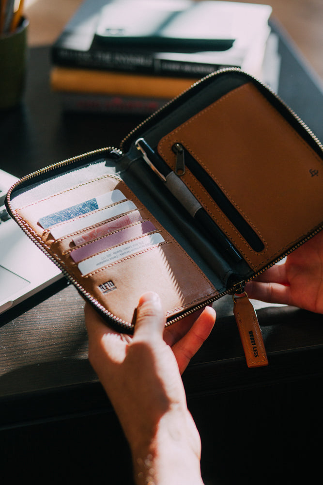 5 card slots and 2 passport sleeves